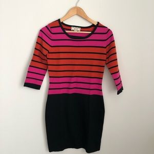 Striped sweater dress 3/4 sleeve sz S